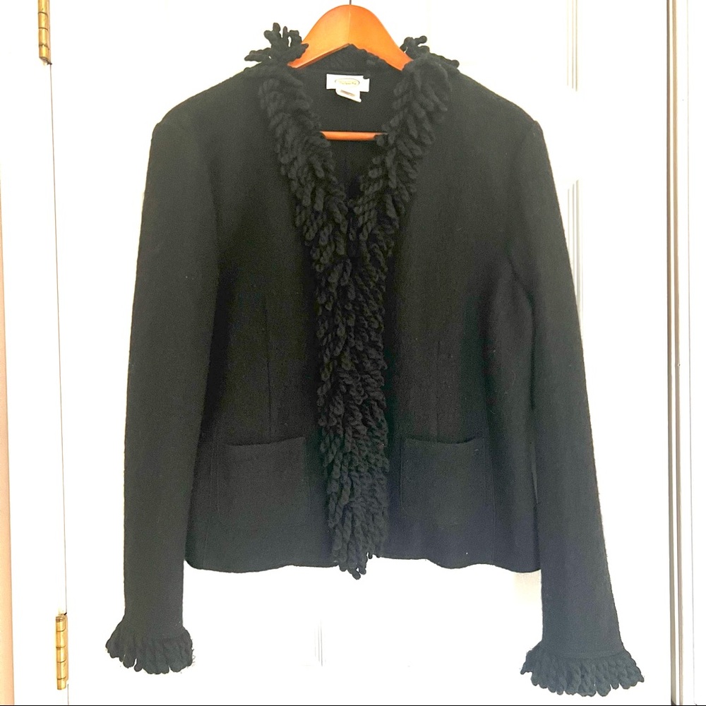 (3 for $20) Talbot’s Medium Wool Sweater Snap Closure Fringe Y2K details